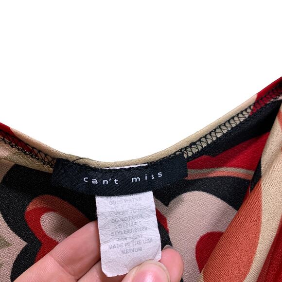 Vintage Funky Y2K Red Swirl Blouse Top Asymmetrical Medium - Picture 2 of 4